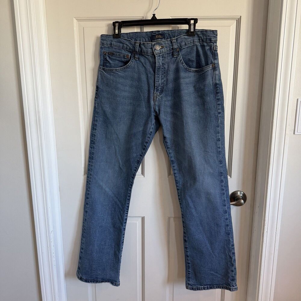 Men's Polo Ralph Lauren Blue Denim Straight Leg Jeans Accents Regular Fit 33x30